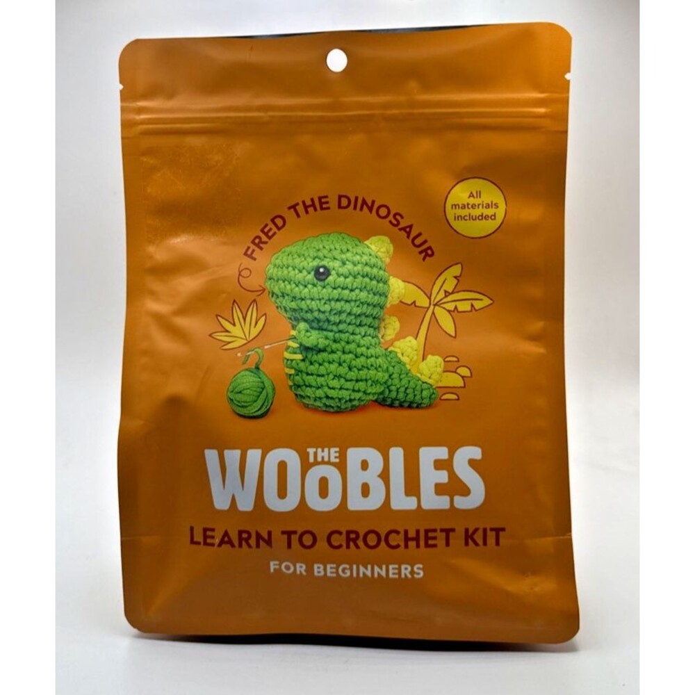 The Woobles Fred The Green Dinosaur Learn To Crochet Kit - Beginner New Sealed